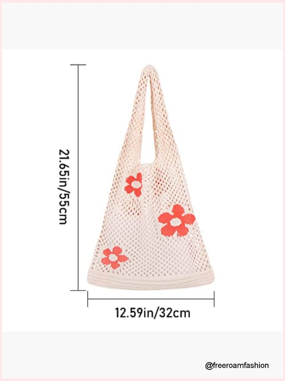 Crochet Tote Bag Mesh Beach Bag Fairycore Hobo Grunge Y2k Shoulder Bag - Picture 3 of 7